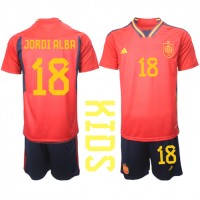 Dětský Fotbalový dres Španělsko Jordi Alba #18 MS 2022 Domácí Krátký Rukáv (+ trenýrky)